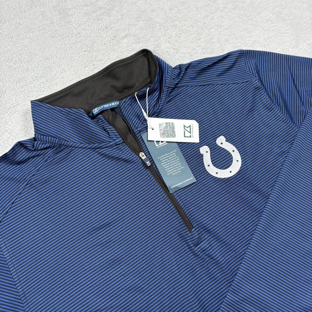 Cutter &‎ Buck NFL Indianapolis Colts Football Sweater Mens LT Blue Micro Stripe